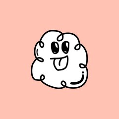 Cute kawaii cartoon character, hand drawn doodles illustration.
