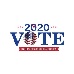 2020 United States of  Presidential Election banner.Vote. Patriotic illustration
