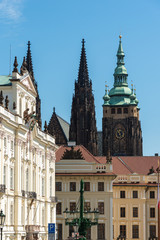 Erzbischöfliches Palais and the St. Vitus Cathedral in Prague Czech Republic