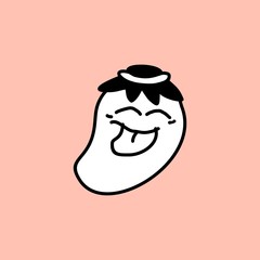 Cute kawaii cartoon character, hand drawn doodles illustration.
