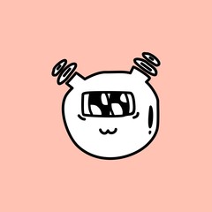 Cute kawaii cartoon character, hand drawn doodles illustration.
