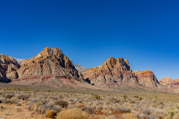 Winter snowy landscape of the famous Red Rock Canyon