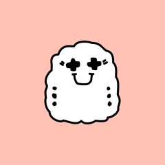 Cute kawaii cartoon character, hand drawn doodles illustration.