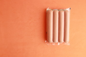 delicious sausages packed in plastic