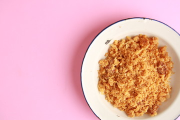 Las migas is a typical Spanish dish made with crumbs, onions and chorizo