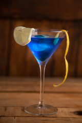 blue lagoon cocktail in glass