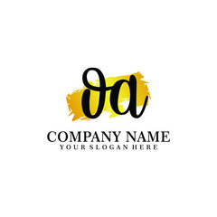 letter OA handwriting Black color logo, and elegant gold brush template