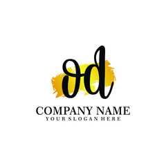 letter OD handwriting Black color logo, and elegant gold brush template