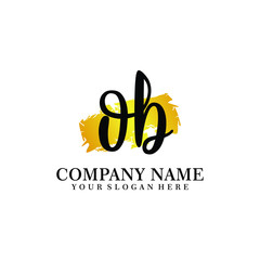 letter OB handwriting Black color logo, and elegant gold brush template