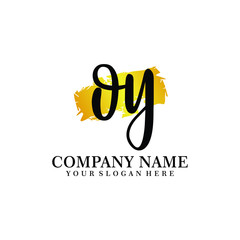 letter OY handwriting Black color logo, and elegant gold brush template