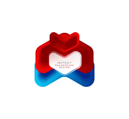 Vector arrow geometric banner created with blend color shapes effects. Trendy simple button, icon or business branding logo template, minimal style. Illustration For Wallpaper, Banner, Background