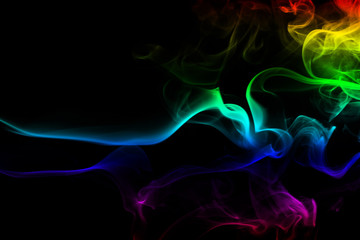 colorful smoke abstract on black background, Movement of fire design