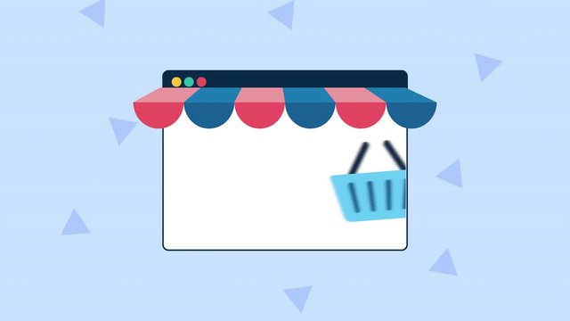 webpage template with ecommerce animation