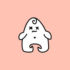 Cute kawaii cartoon character, hand drawn doodles illustration.