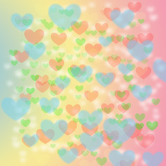 colorful blurry heart shape on gradient abstract background