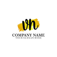 letter VN handwriting Black color logo, and elegant gold brush template