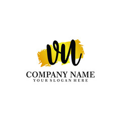letter VU handwriting Black color logo, and elegant gold brush template