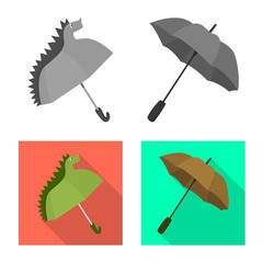 Vector illustration of protection and closed icon. Collection of protection and rainy stock vector illustration.