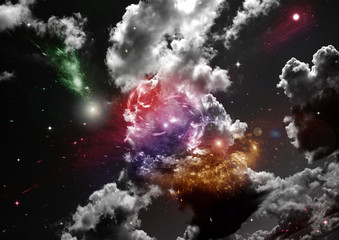Fototapeta premium galaxy in a free space. 3D rendering