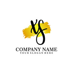 letter XS handwriting Black color logo, and elegant gold brush template
