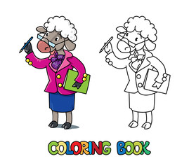 Sheep scientist coloring book. Animal Alphabet S