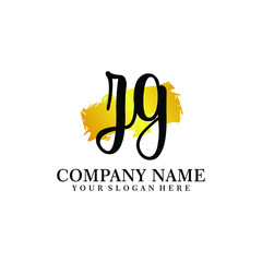 letter ZG handwriting Black color logo, and elegant gold brush template