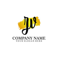 letter ZV handwriting Black color logo, and elegant gold brush template