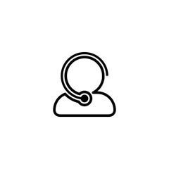 Customer Service Icon - User With Headphone Vector illustration. Call center operator. Clients care service. Website manager.