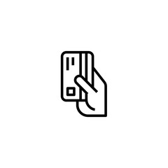 Hand holding a credit card. ATM sign. Vector illustration.