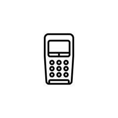 pos terminal payment line icon with credit card and check. Outline vector sign. linear pictogram isolated.