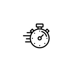 Chronometer icon. Stopwatch vector. Fast time delivery icon, timely service, stopwatch in motion, deadline concept, clock speed, flat icon, vector illustration