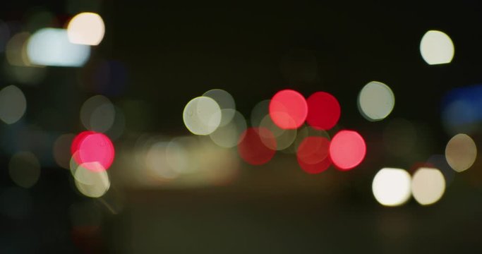 Slow motion of blurred lights of busy traffic in a monopoly city center.Shot in 8K. Concept of cityscape,urban traffic, monopoly