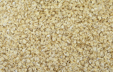 Rye oat flakes isolated on white , macro close up