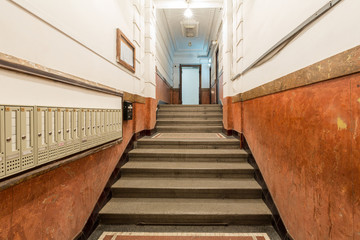 Doorway corridor in old apartment building