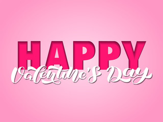 Happy Valentine's Day brush lettering. Vector illustration for card