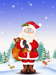 funny Santa Claus with Christmas gifts