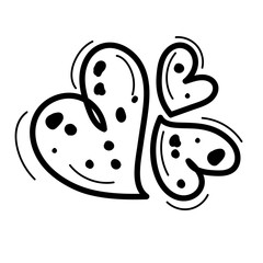 Different size hearts and dots on a white background