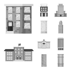 Vector design of construction and city icon. Set of construction and center stock vector illustration.