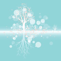 christmas background with tree and snowflakes