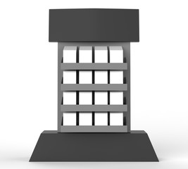 Display stand, retail display stand for product , display stands isolated on white background. 3d illustration