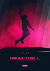 Basketball banner with players. Modern sports posters design. - 307592125