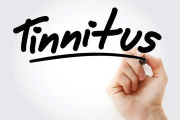 Tinnitus text with marker, concept background