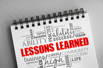 Lessons Learned word cloud collage, education concept background