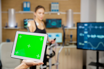 Doctor holding a digital tablet PC with chroma mock up