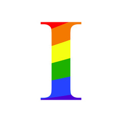 I - rainbow letters. Gay alphabet. LGBT font.  Pride letters.
