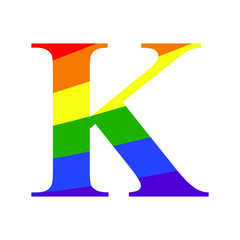 K - rainbow letters. Gay alphabet. LGBT font.  Pride letters.