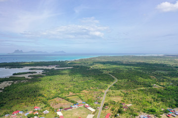 Fototapeta na wymiar Partial view of the village in Bum-Bum island located in Semporna, Sabah, Malaysia.