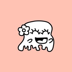 Cute kawaii cartoon character, hand drawn doodles illustration.