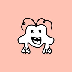 Cute kawaii cartoon character, hand drawn doodles illustration.