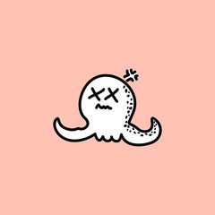 Cute kawaii cartoon character, hand drawn doodles illustration.